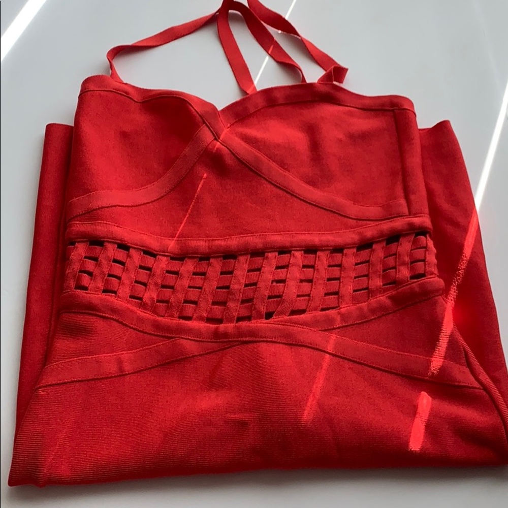 Red Bandage BeBe dress!! 🔥🔥🔥